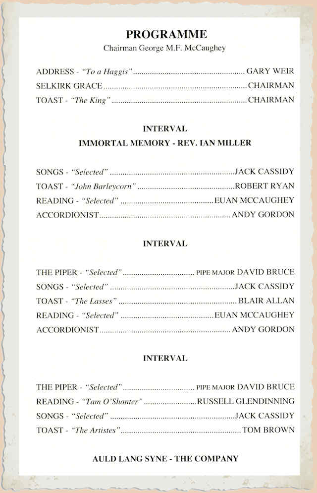 Burns Supper Program